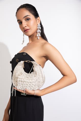 MODARTA Scallop Crystal Embellished Bag 