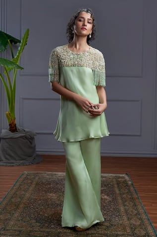 Christina Altis Bloom Land Embroidered Tunic With Sharara 