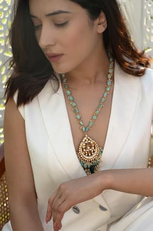 Do Taara Peardrop Bloom Kundan & Stone Embellished Necklace 