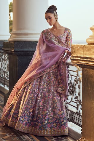 Anushree Reddy Iris Floral Embroidered Bridal Lehenga Set 