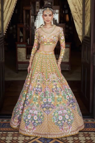 Anushree Reddy Tutty Fruity Floral Embroidered Lehenga With Blouse 