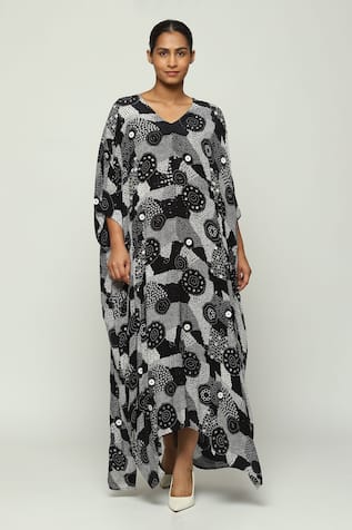 Sequin & Button Circlet Haze Work Kaftan 
