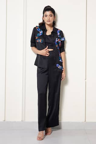 House of Zeniaa Rick Rack Printed Shirt & Pant Co-ord Set 