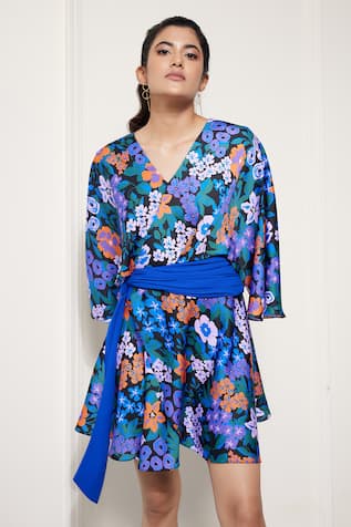 House of Zeniaa Kohl Floral Print Wrap-Around Dress 