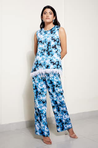 House of Zeniaa Soft Breeze Floral Pattern Top & Pant Co-ord Set 