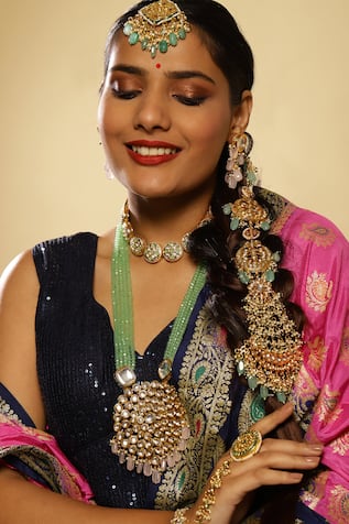 Ruby Raang Bead & Kundan Embellished Braid 