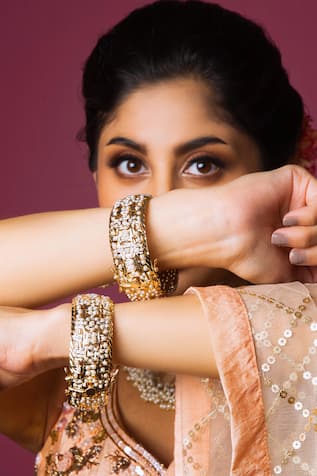 Pearl Jadau Bangles- Set Of 2 