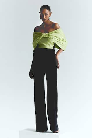 Manika Nanda Draped Big Bow Colorblocked Jumpsuit 