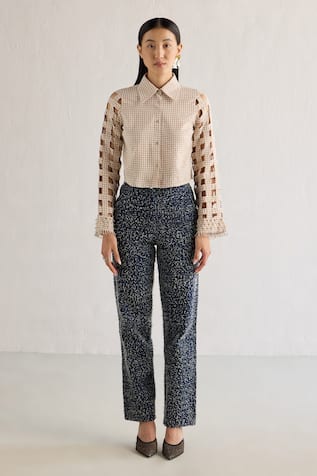 Mellowdrama Weave Patterned Sleeves Shirt 