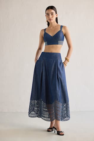 Mellowdrama Weave Pattern Midi Skirt 