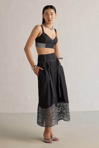 Mellowdrama Woven Panel Hem Skirt 