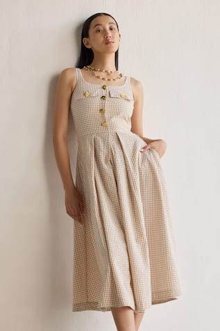 Mellowdrama Checks Pattern Midi Dress 