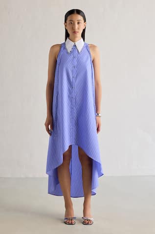 Mellowdrama Contrast Collar Asymmetric Dress 