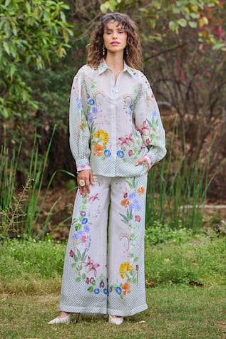 Pozruh By Aiman Floral Print Bali Flared Pant 