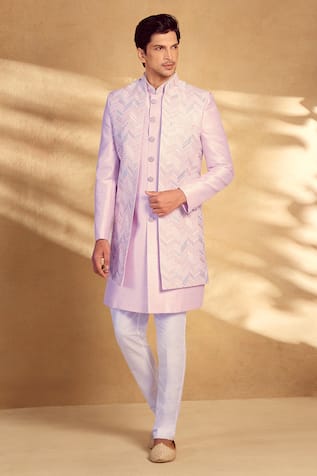 Alaya Advani Chevron Embroidered Jacket Sherwani Set 