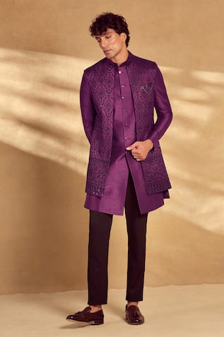 Alaya Advani Floral Geometric Embroidered Jacket Sherwani Set 