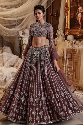 Roqa Liana Stripe Embroidered Bridal Lehenga Set 