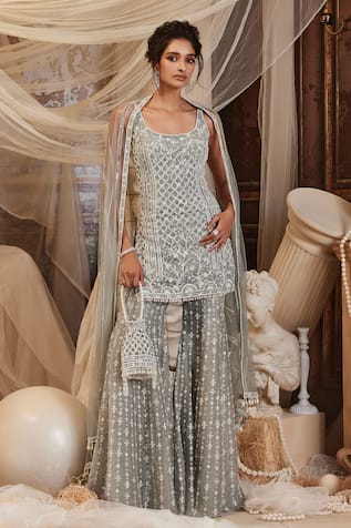 Roqa Zaniah Pearl Work Kurta Sharara Set 