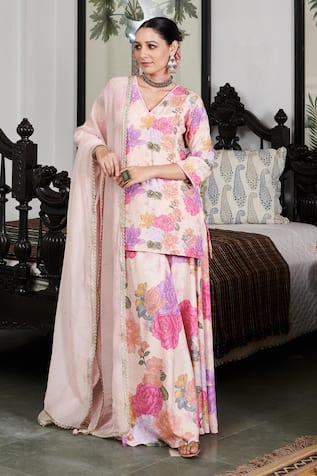 Blooming Threads Nargis Floral Print Kurta Sharara Set 