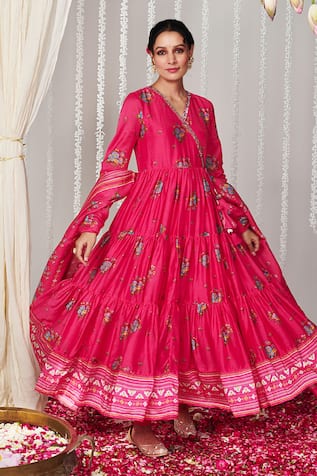 Blooming Threads Bagicha Bloom Print Tiered Angarkha Anarkali Set 