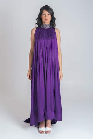 Neora By Nehal Chopra Braided Neck High-Low Gown 