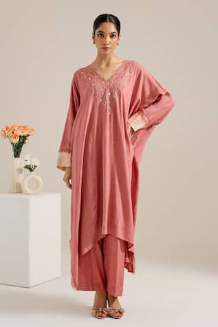 Siyona by Ankurita Embroidered Neck Kaftan Set 