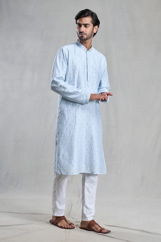 Aryavir Malhotra Thread Embroidered Kurta With Pant 