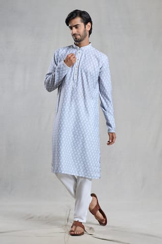 Aryavir Malhotra Chevron Print Kurta With Pant 