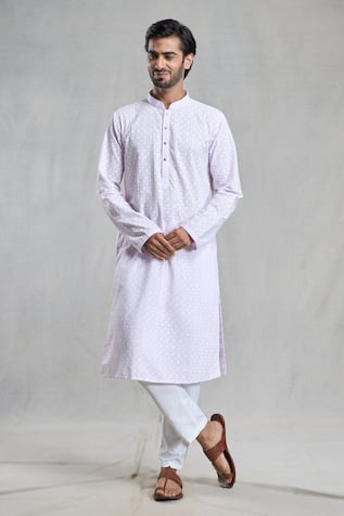 Aryavir Malhotra Cotton Chikankari Embroidered Kurta Set 