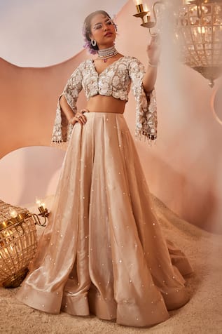 Sachkiran Bimbra Scattered Sequin Embroidered Lehenga Set 