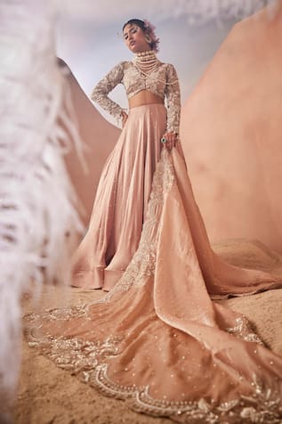 Sachkiran Bimbra Sequin Bloom Embroidered Lehenga Set 