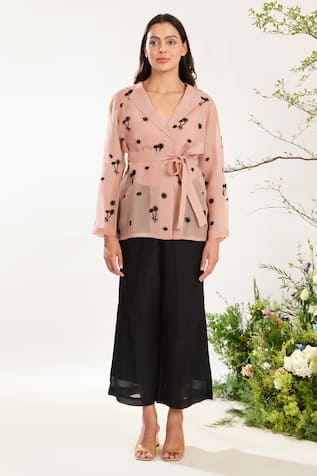 Meadow Floret Embroidered Jacket Pant Set 