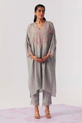 One Not Two Embroidered A-line Kurta & Pant Set 