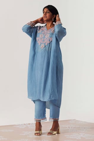 One Not Two Sequin Beads Embroidered Kurta & Pant Set 