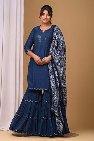 Gulabik Jaipur Chanderi Handloom Kurta & Gharara Set 