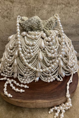 Nayaab By Sonia Velvet Embroidered Potli Bag 