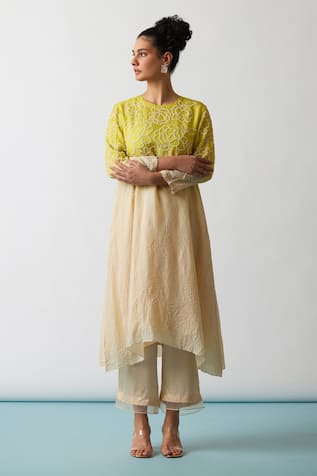 One Not Two Hand Embroidered A-Line Kurta & Pant Set 