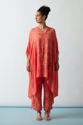 One Not Two Embroidered Kaftan & Pant Set 