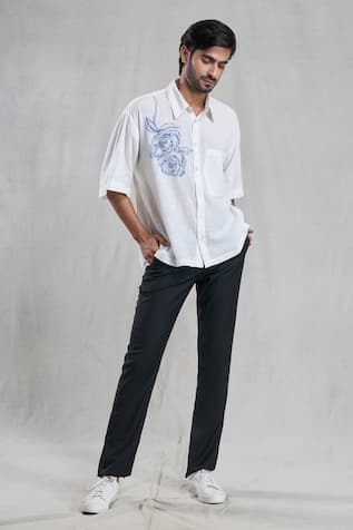 Aryavir Malhotra Rose Hand Painted Shirt 