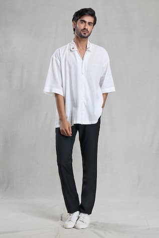 Aryavir Malhotra Hand Painted Collar Shirt 