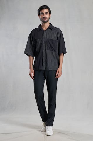 Aryavir Malhotra Stripe Hand Painted Shirt 