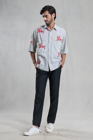 Aryavir Malhotra Hand Painted Cotton Shirt 