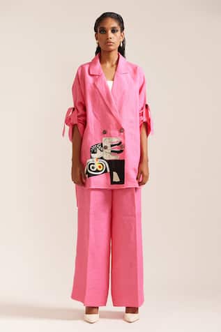 Mini Sondhi Embroidered Oversized Blazer With Pant 