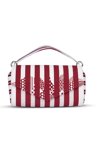 ETCETERA Striped Pattern Envelope Clutch 