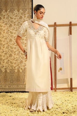 Sheetal Batra Shahnawaz Dabka Embroidered Kurta & Skirt Set 