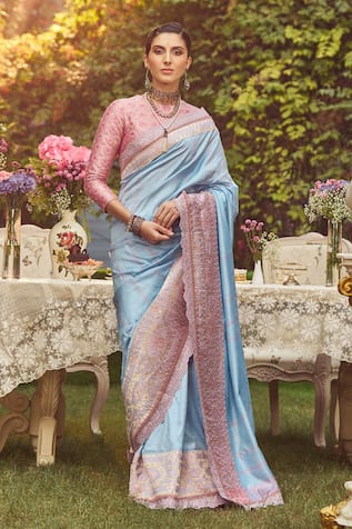 Kasturi Kundal Jane Austen Zari Handloom Saree With Unstitched Blouse Piece 