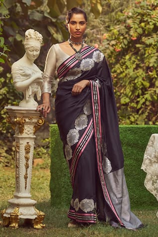 Kasturi Kundal Anne Frank Zari Handloom Saree With Unstitched Blouse Piece 