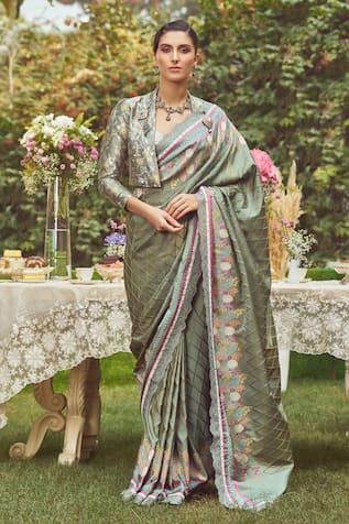 Kasturi Kundal Jane Eyre Handloom Saree With Unstitched Blouse Piece 