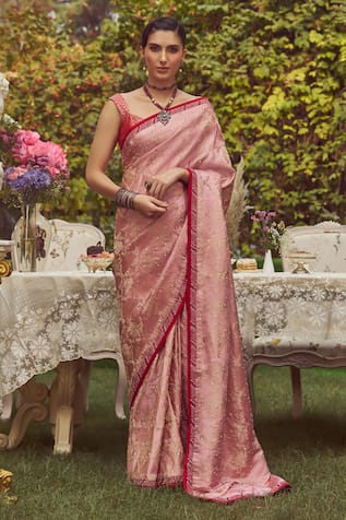 Kasturi Kundal Florence Handloom Saree With Unstitched Blouse Piece 