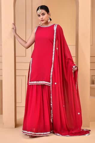 Bannhi By Priyanka Rathore Sequins Embroidered Kurta Sharara Set 